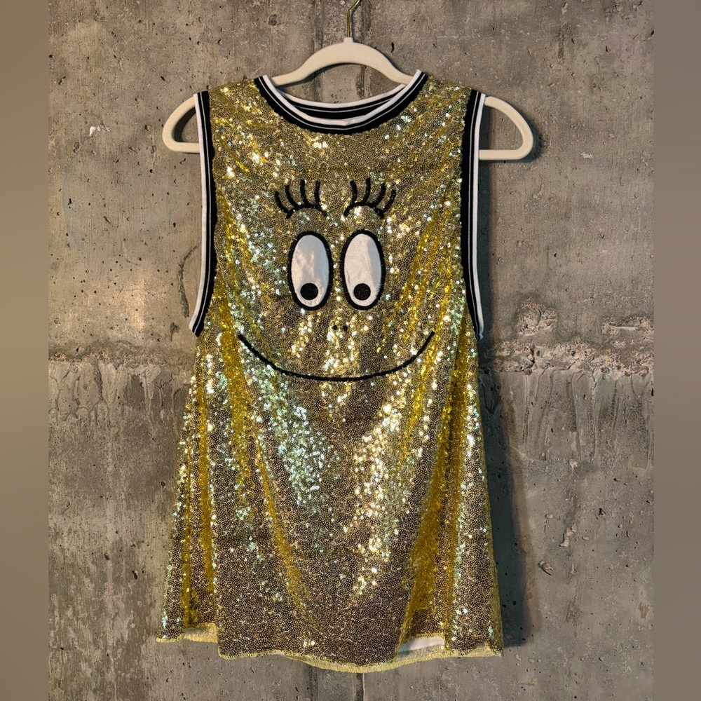 Gold Sequin Smiley Face Tank or Jersey; Size M, Like new condition, never worn
